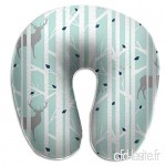 Travel Pillow Walk in The Woods Mint U Grey Memory Foam U Neck Pillow for Lightweight Support in Airplane Car Train Bus - B07V2RS62J